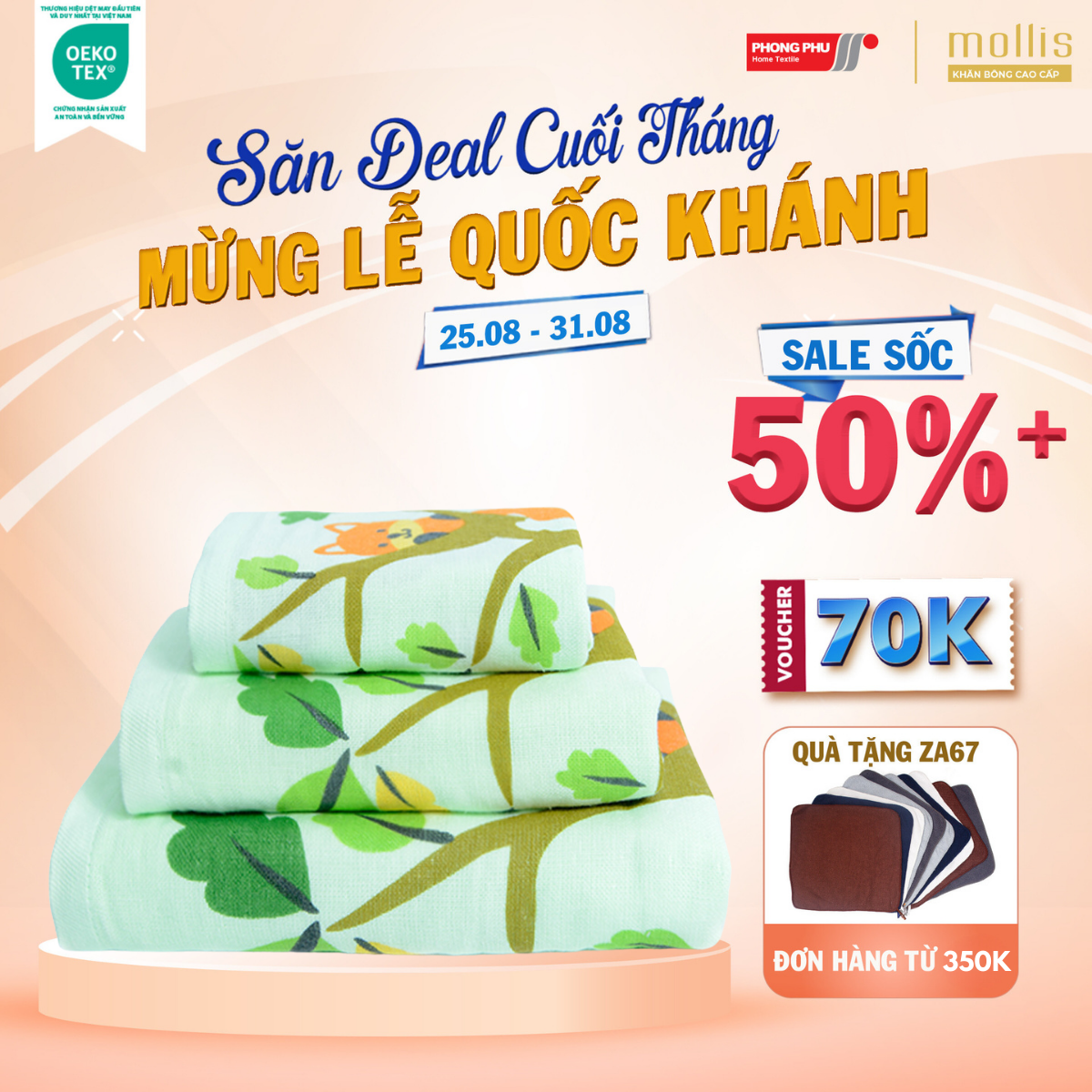 Khăn Trẻ Em Mollis Cotton 40x80cm Khăn Cao Cấp 100% Cotton USA Tự Nhiên Mềm Mại Thấm Hút Tốt An Toàn Cho Da Em Bé FM5A
