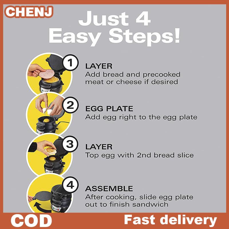 CHENJ เครื่องทำแซนด์วิชแฮมเบอร์เกอร์พร้อมเครื่องทำไข่เครื่องทำขนมปังแซนวิชอาหารเช้าในครัวเรือน ราคา 912 บาท*ส่งฟรี