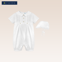 Periwinkle Baby Boys Ayden White Romper Christening Set