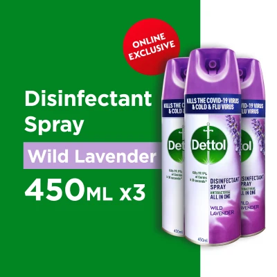 [Bundle of 3] Dettol Disinfectant Spray Lavender 450ml (Kills 99.9% of Germs)