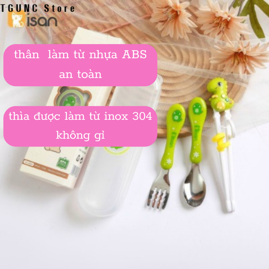 Bộ thìa dĩa đũa tập ăn dặm cho bé Misan kèm hộp đựng tiện lợi Thìa nĩa tập xúc cho bé Misan Inox 304 chất lượng cao an toàn cho sức khỏe trẻ nhỏ miễn phí vận chuyển hàng mới khuyến mãi bảo hành chính hãng dễ dàng vệ sinh sử dụng tại nhà hoặc đi chơi Giá  160,000 Đồng*Miễn phí vận chuyển