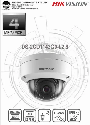 Hikvision DS-2CD1143G0-I 4MP IR Network Dome PoE IP Camera (2.8mm)