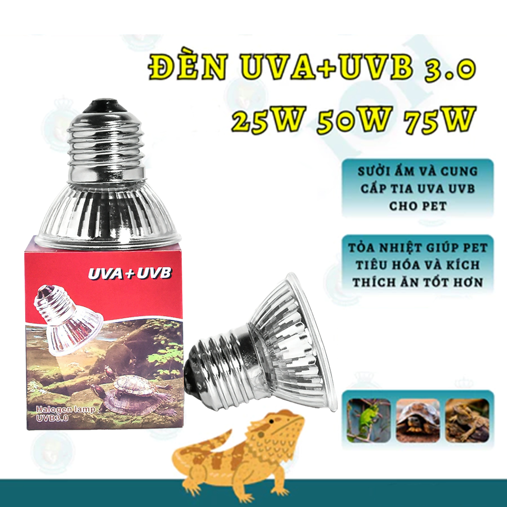 Đèn sưởi UVA + UVB 3.0 25w50w75w - CHO CHÓ MÈO CHIM VẸT THẰN LẰN RÙA IGUANA
