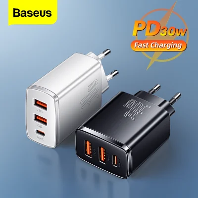 Baseus 30W Charger PD4.0 QC3.0 USB Type C Fast Charger 3 Ports USB Quick Charger For iPhone 13 Pro Max Vivi Oppo Xiaomi Samsung