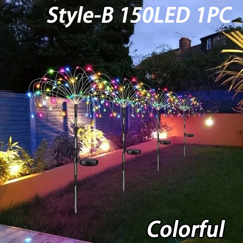 Lampu Solar Taman Solar Fireworks LED LightWaterproof Outdoor Lamp for Path Garden Park YardHari Raya/Diwali/Xmas/CNY Holiday Home Decor Ready Stock