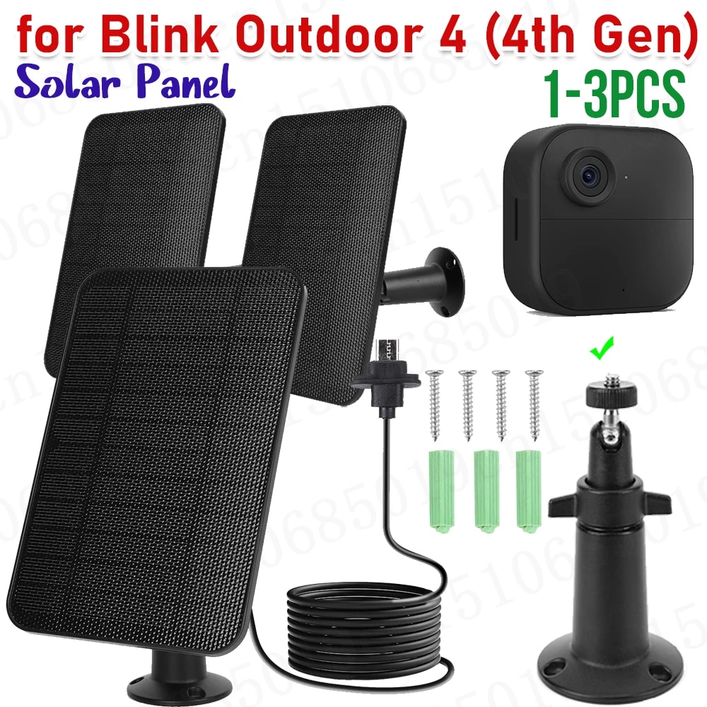 【】 4w 5v Solar Panel For Blink Outdoor 4 4th Gen Camera Adjustable Mount Photovoltaic Panel With 4m Charging Cable