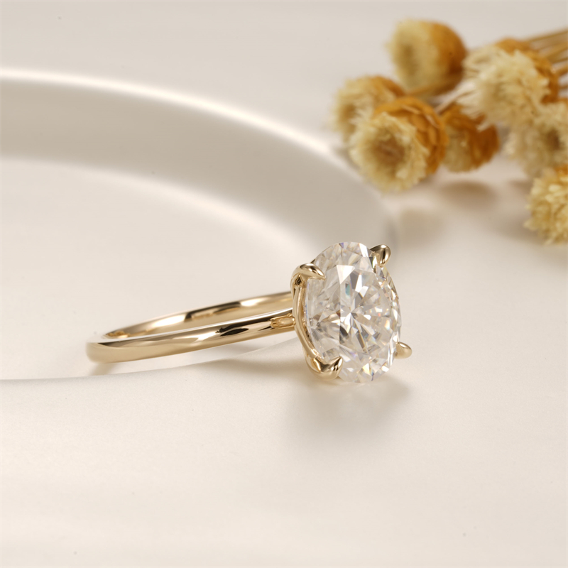 CxsJeremy 14K 585 Yellow Gold Moissanite Engagement Ring 2ct 7*9mm Carat Oval DEF Color Wedding Band for Women Anniversary Gift ราคา 13,455 บาท*ส่งฟรี