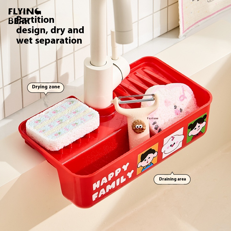 Bay gấu đa mục đích Giá Để miếng bọt biển bồn rửa chén với núm hút cao su, dễ dàng cài đặt