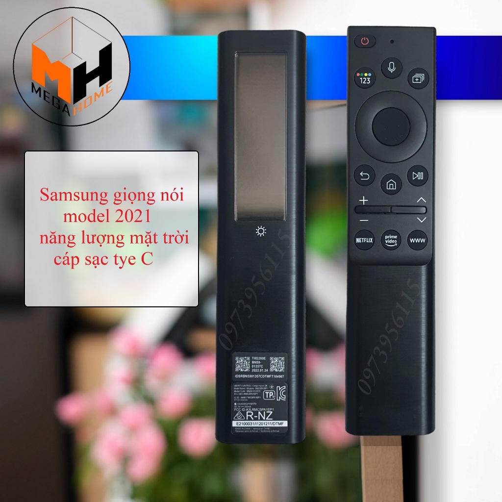 Điều khiển tivi samsung giọng nói năng lượng mặt trời & pin. Remote tivi samsung giọng nói sạc năng 