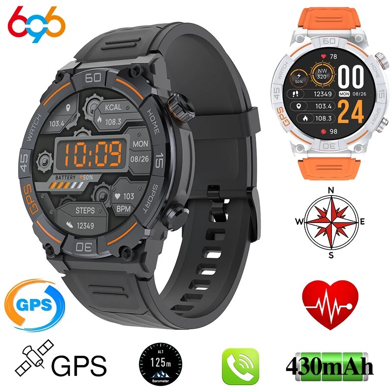 430mAh Blue Tooth Call Smartwatch Men Outdoors Sports Smart Watch GPS BDS Glonass Compass Barometer Altimeter Women Multi-dials ราคา 2,006 บาท*ส่งฟรี
