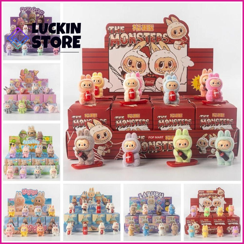 TREND 57SHOP 12pcs/Set Nhựa Hộp mù Labubu Hình nhỏ Đổ xô Búp bê mini Phim hoạt hình Đồ chơi anime Quà tặng