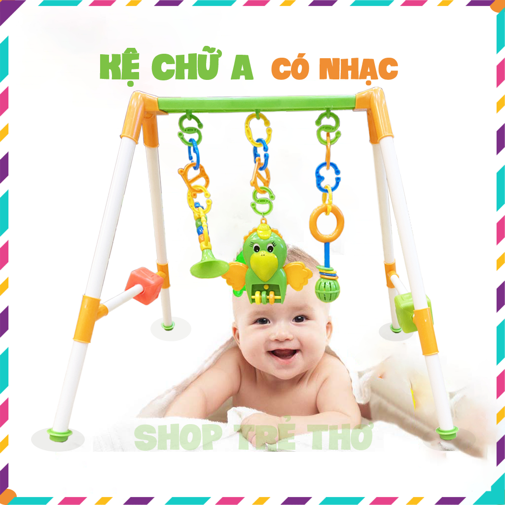 Kệ chữ A cho trẻ sơ sinh Có Nhạc, Đồ chơi phát triển vận động cho bé màu sắc sinh động, khung nhựa chắc chắn