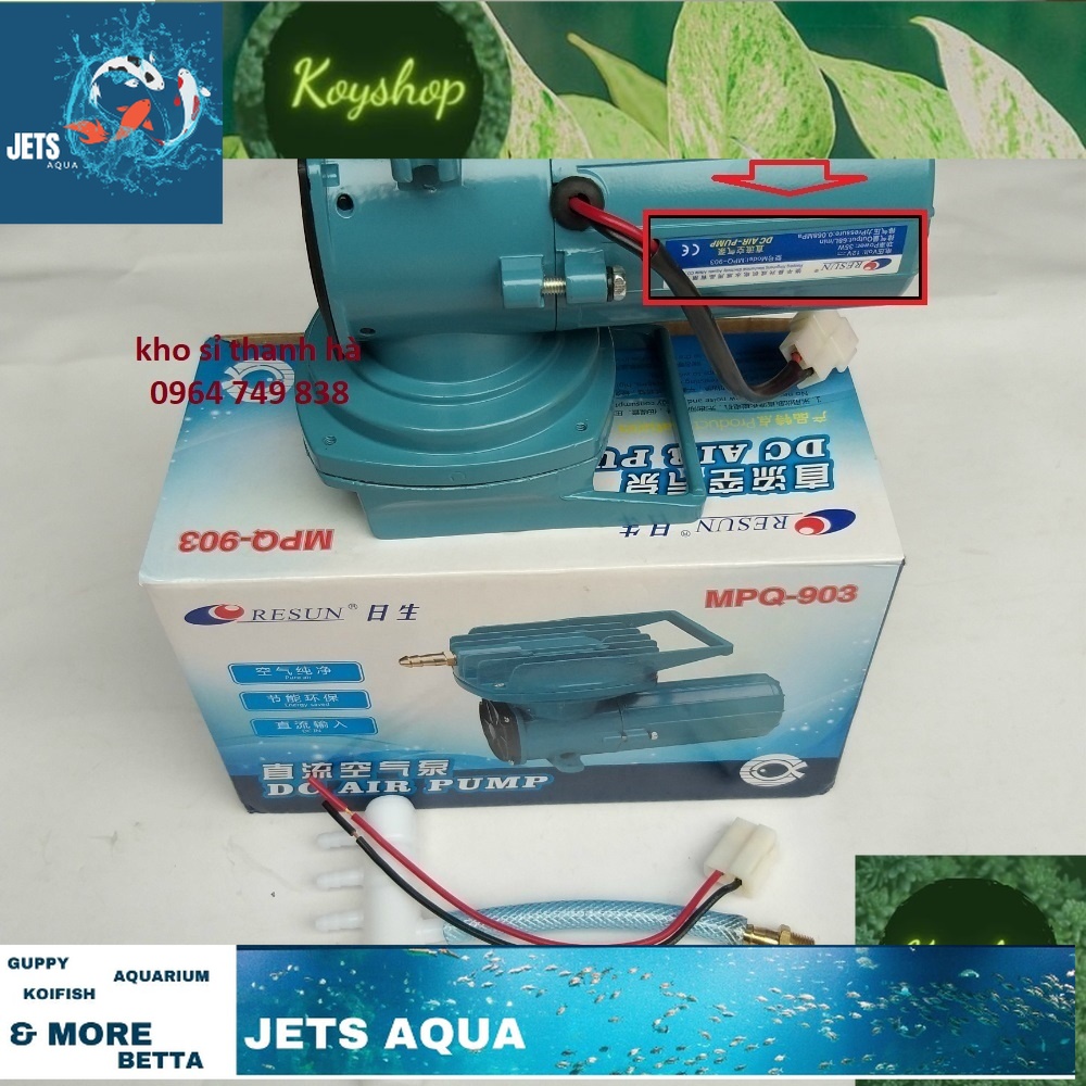 Máy sục sủi thổi khí oxy - resun mpq - 903 - sử dụng bình ắc quy nguồn điện 12v - cho hồ bể cả cảnh - tôm - cá