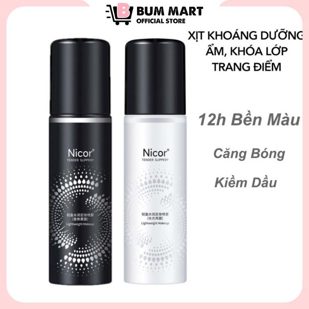 Xịt khóa nền makeup NICOR 100ml giúp tạo lớp màng bóng dưỡng ấm da, Xịt khoá nền căng bóng da làm da