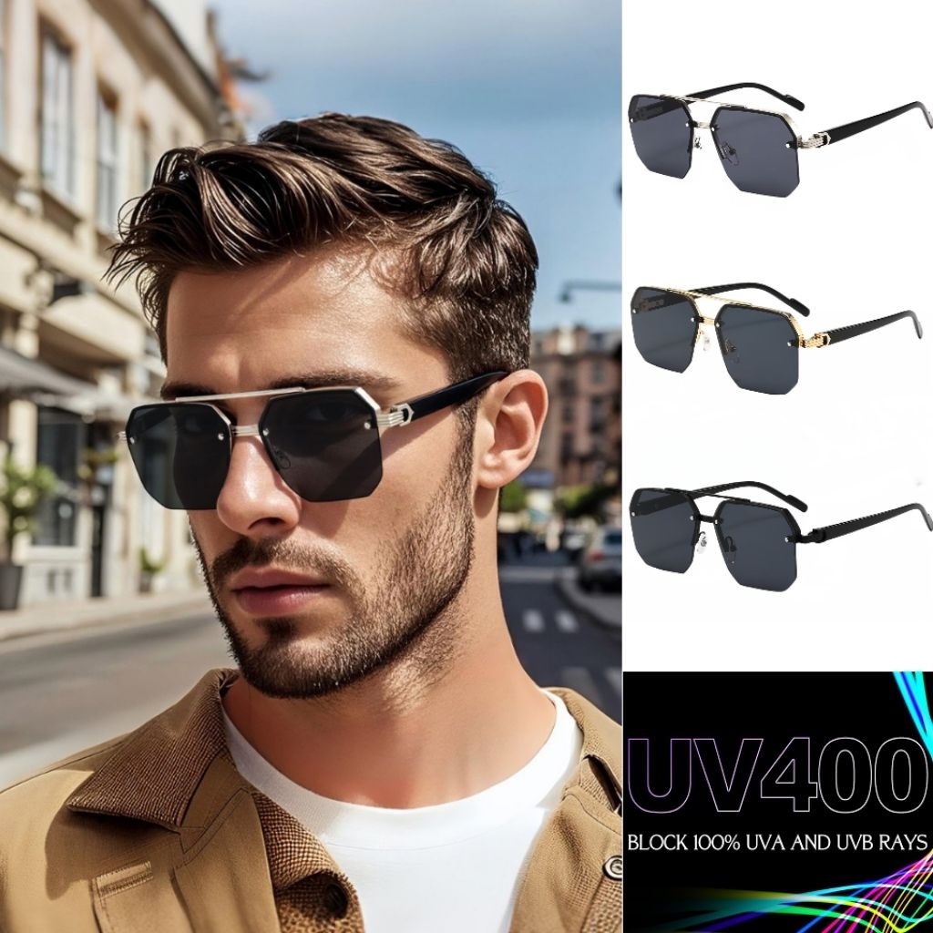 Men's Sunglasses Cool Fashion Glasses. Genuine Uv400 Sunglasses. 100% Protection from Uva/Uvb Rays. Wear Them for Driving/Traveling. ราคา  63 บาท*ส่งฟรี