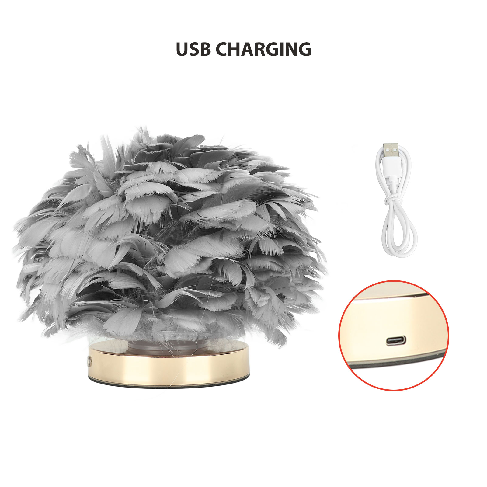 Lông đèn loại USB C 5V lông Đèn bàn mờ dần cho phòng ngủ