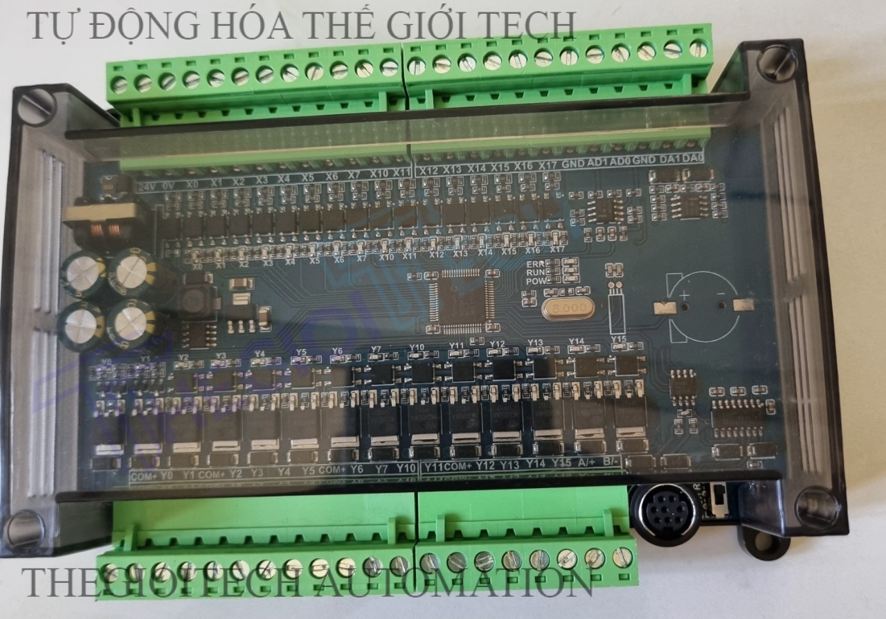 Board Mạch Lập Trình PLC KW FX3U-14/20/30/48/MR/MT relay transistor MD8 6AD/2DA 0-10V, 2 RS485, RTC, 24VDC, GX Works2, 4 Kênh Vào X0-X4 20kHz, 4 Kênh Ra Y0-Y3 Tốc Độ Cao - FX3U30MT MD8 - VỎ NGOÀI