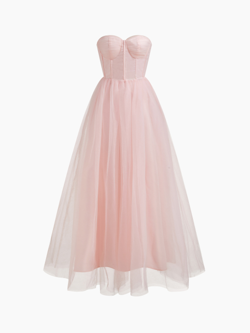 Cider Mesh Corset Tulle Lace Up Bandeau Maxi Dress ราคา 3,032 บาท*ส่งฟรี