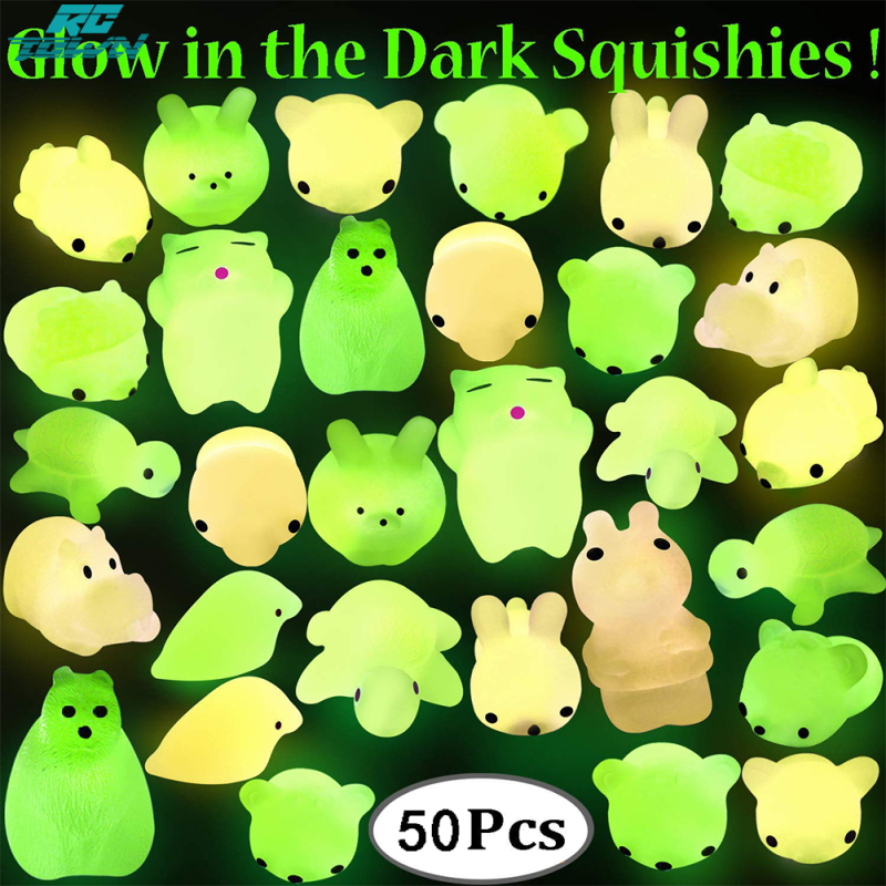50pcs Fluorescent Squishy Mochi Toy Soft Squeeze Toy Kids Adults Anti