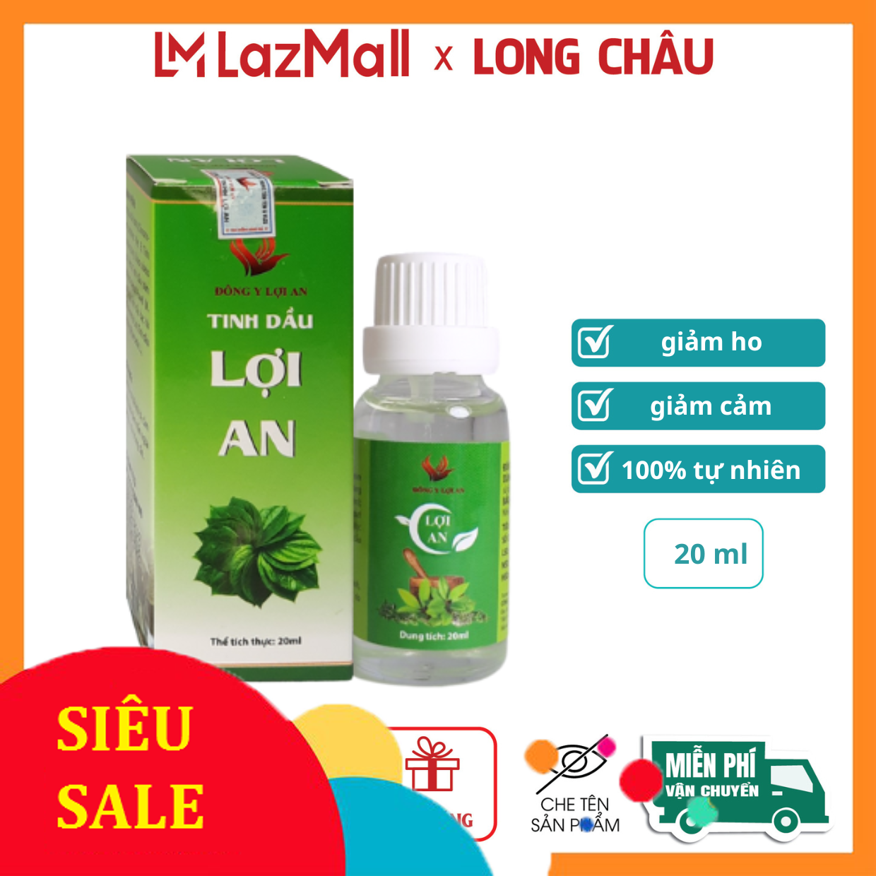 Tinh dầu Lợi An giúp làm giảm ho đờm, khò khè, sổ mũi – Lọ 20ml