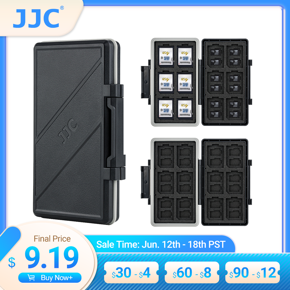 JJC Waterproof Memory Card Case SD Micro SD Card Holder Storage Box EVA  Foam Interior for 24 Micro SD/TF + 12 SD/SDHC/SDXC Cards