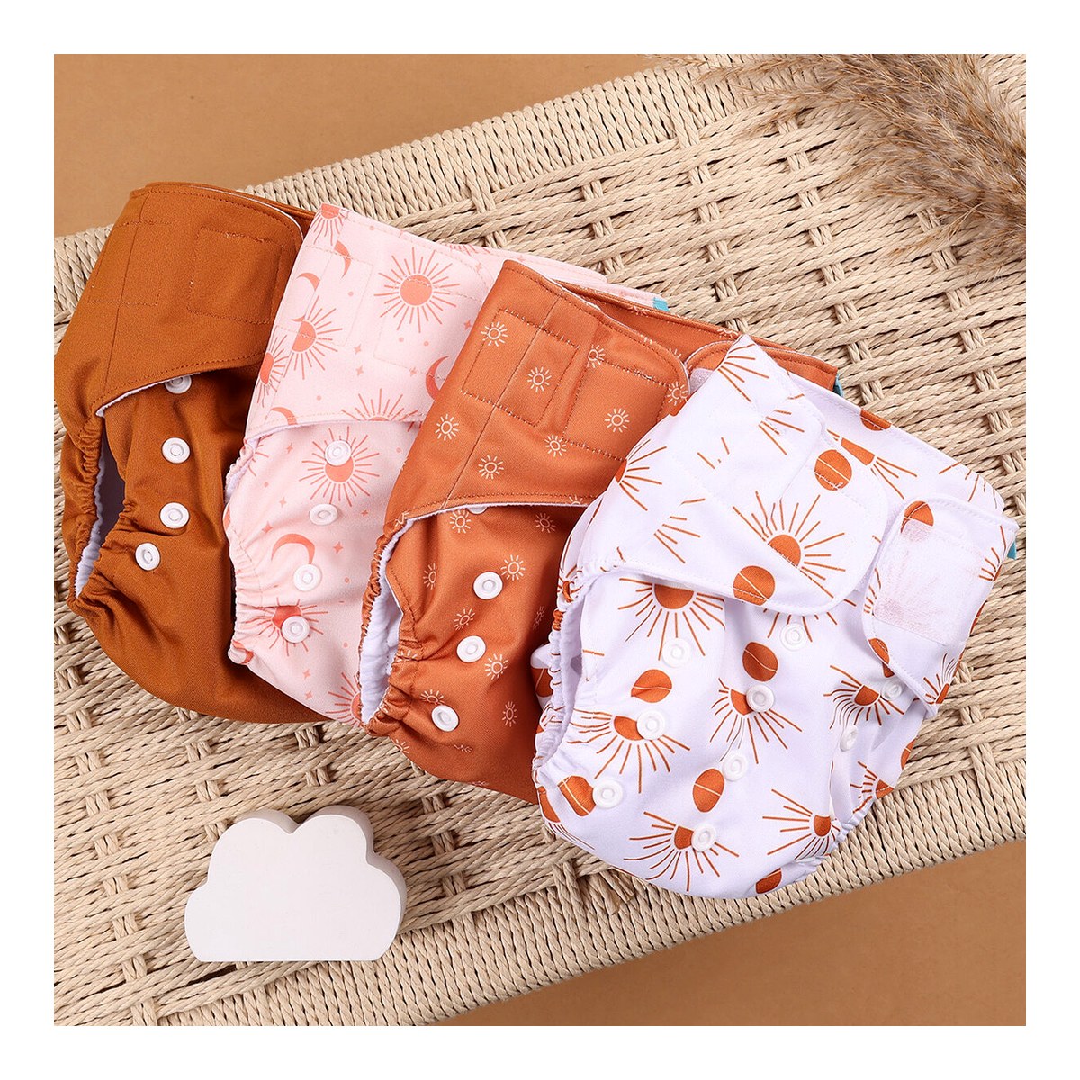 【Kovo123】 Happyflute 4Pcs / Set Eco-Friendly Cloth Diaper Ecological Reusable Baby Diapers
