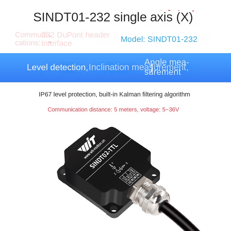 Cảm Biến Góc Nghiêng SINDT01-232 Trục Đơn | Tùy chọn: SINDT01 | Đo Góc Tư Thế Chính Xác | Modbus RS232/RS485