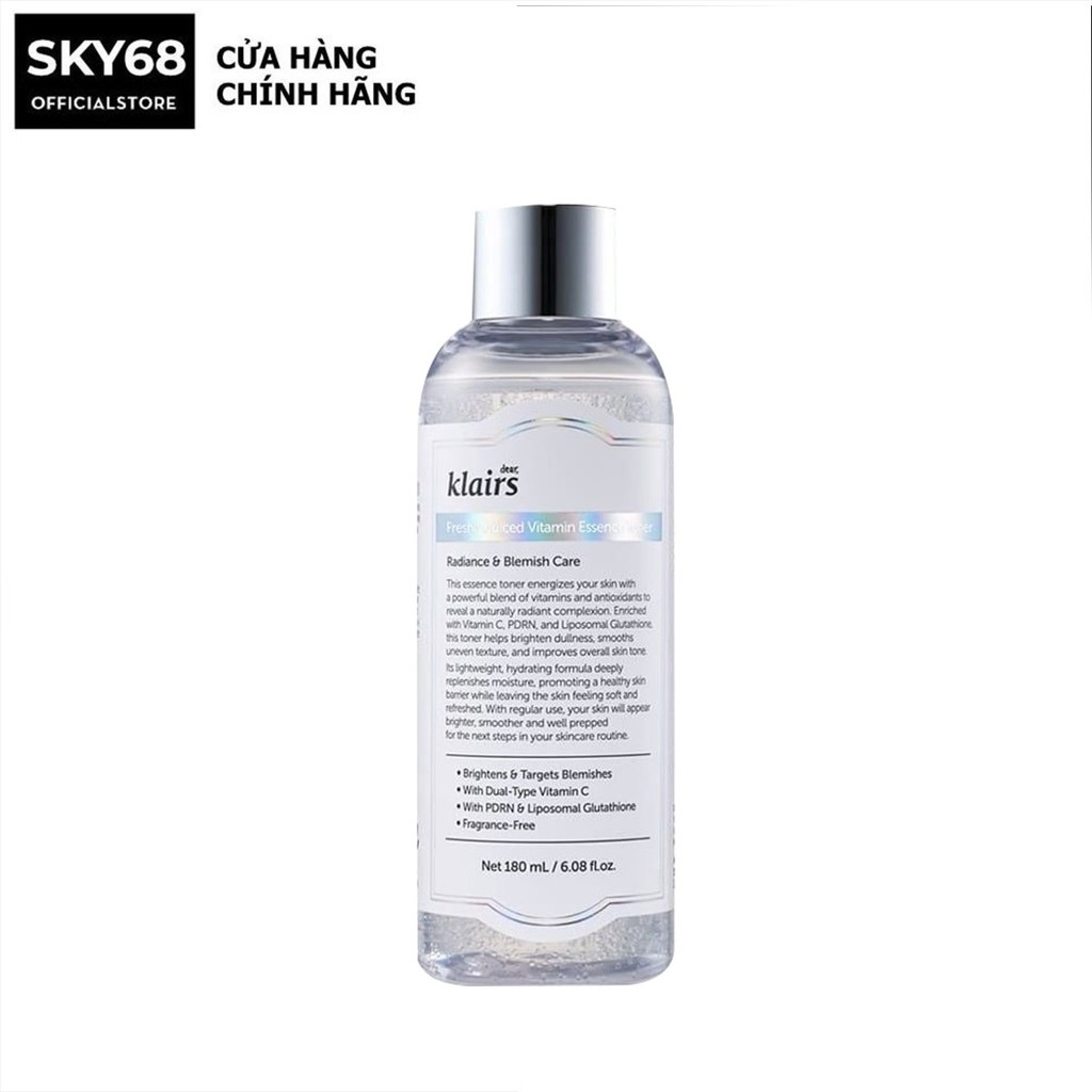 Nước hoa hồng Dưỡng Da Dear, Klairs Freshly Juiced Vitamin Essence Toner 180ml