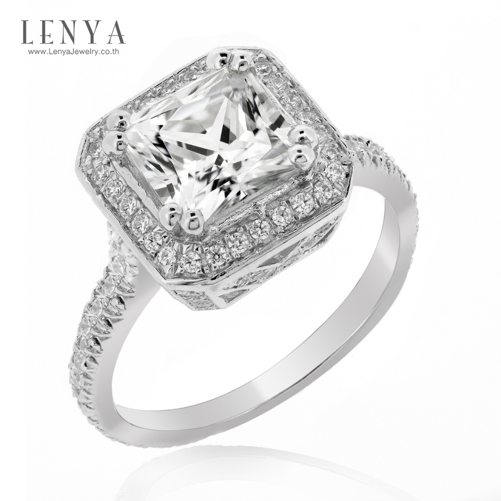 Lenya Cz Diamondlike Ring Enhances Personality and Confidence, Size 7 Mm, 925 Sterling Silver Body, White Gold Plated. ราคา 2,595 บาท*ส่งฟรี