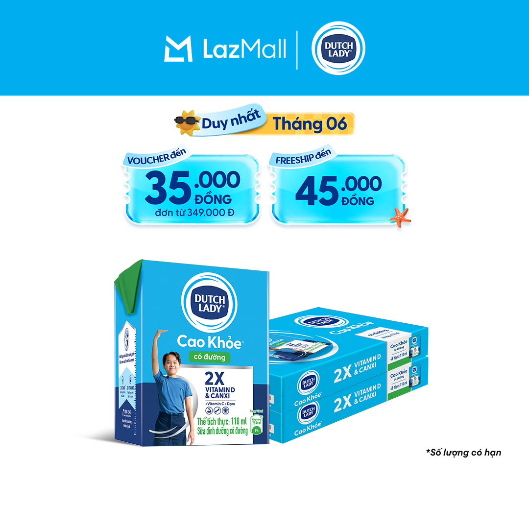 Combo 2 Thùng 48 Hộp Sữa Dutch Lady Cô Gái Hà Lan Cao Khỏe Có Đường 110ml (48x110ml)
