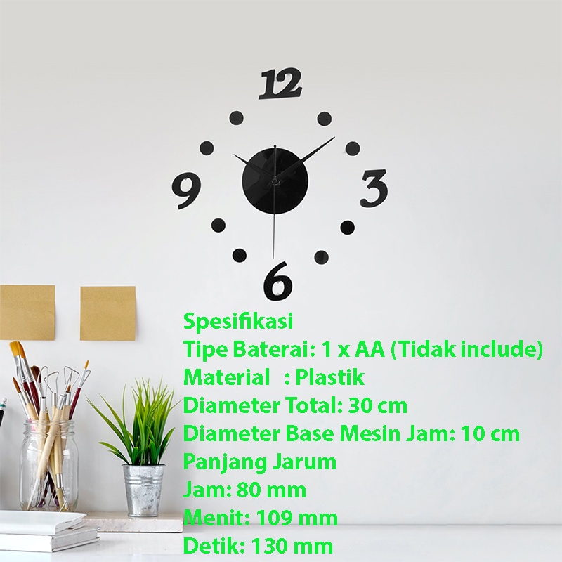 EMOYO Jam Dinding Besar DIY Giant Wall Clock Model Spherical 60 CM