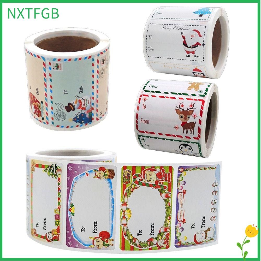 NXTFGB 250 Pcs đầy màu sắc Tem nhãn Giáng sinh Tự dính Người tuyết ông già Noel Tem nhãn dán quà tặng Thiết kế sáng tạo Phim hoạt hình Nhãn dán tên Giáng sinh cho quà Giáng sinh