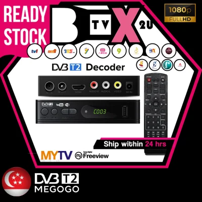 MYTV Myfreeview Decoder Full Set UHF TV Decoder Dekoder MY TV DVB T2 Digital Signal HDTV Receiver DVBT2 Support all Singapore Channels