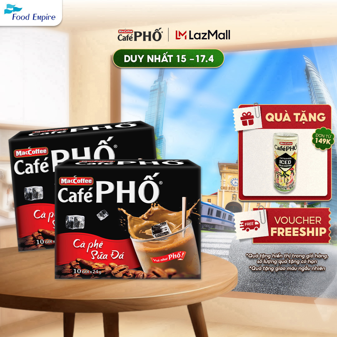 Combo 2 hộp Cà phê phố Sữa Đá - Maccoffee (hộp 10 gói x 24g)