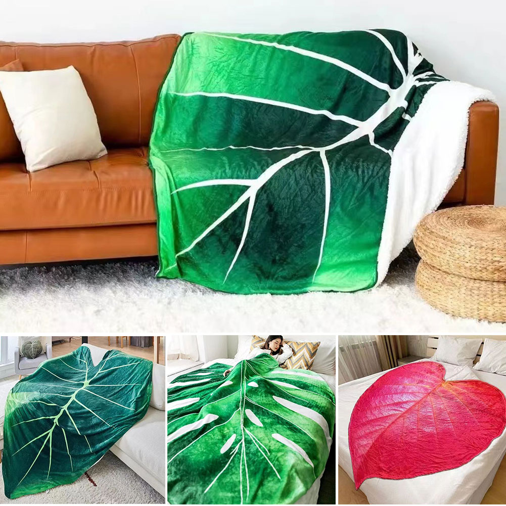 Ningmeng Warm Fluffy Adult Blanket Super Soft Giant Leaf Blanket for Bed Sofa Gloriosum Plant Blanket Home Decor Throws Towel Cobertor