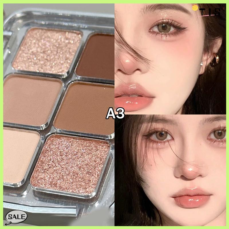 Follow Get New【TIS】 6 màu sắc Matte Eyeshadow Palette ánh sáng lung linh long lanh đất màu thấp bão hòa bóng mắt sắc tố lâu dài mỹ phẩm - 5