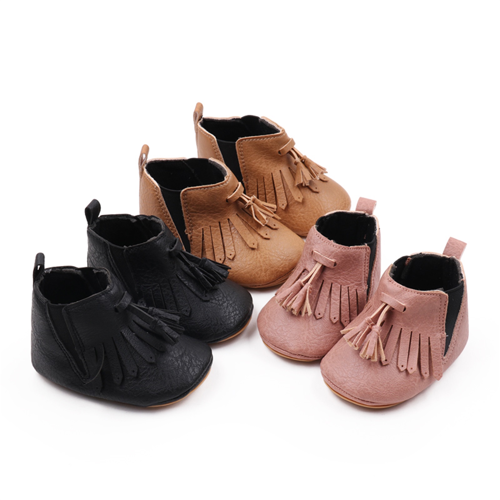 Heartandsoul- 0-18M Newborn Girl Ankle Boots Tassels PU Winter Boots Warm