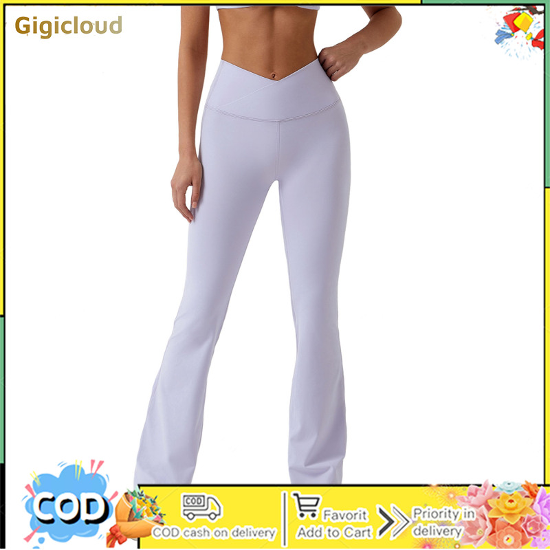 Women High Waist Flare Leggings Simple Solid Color Workout Yoga Pants Casual Workout Bell Bottom Leggings ราคา 423 บาท*ส่งฟรี