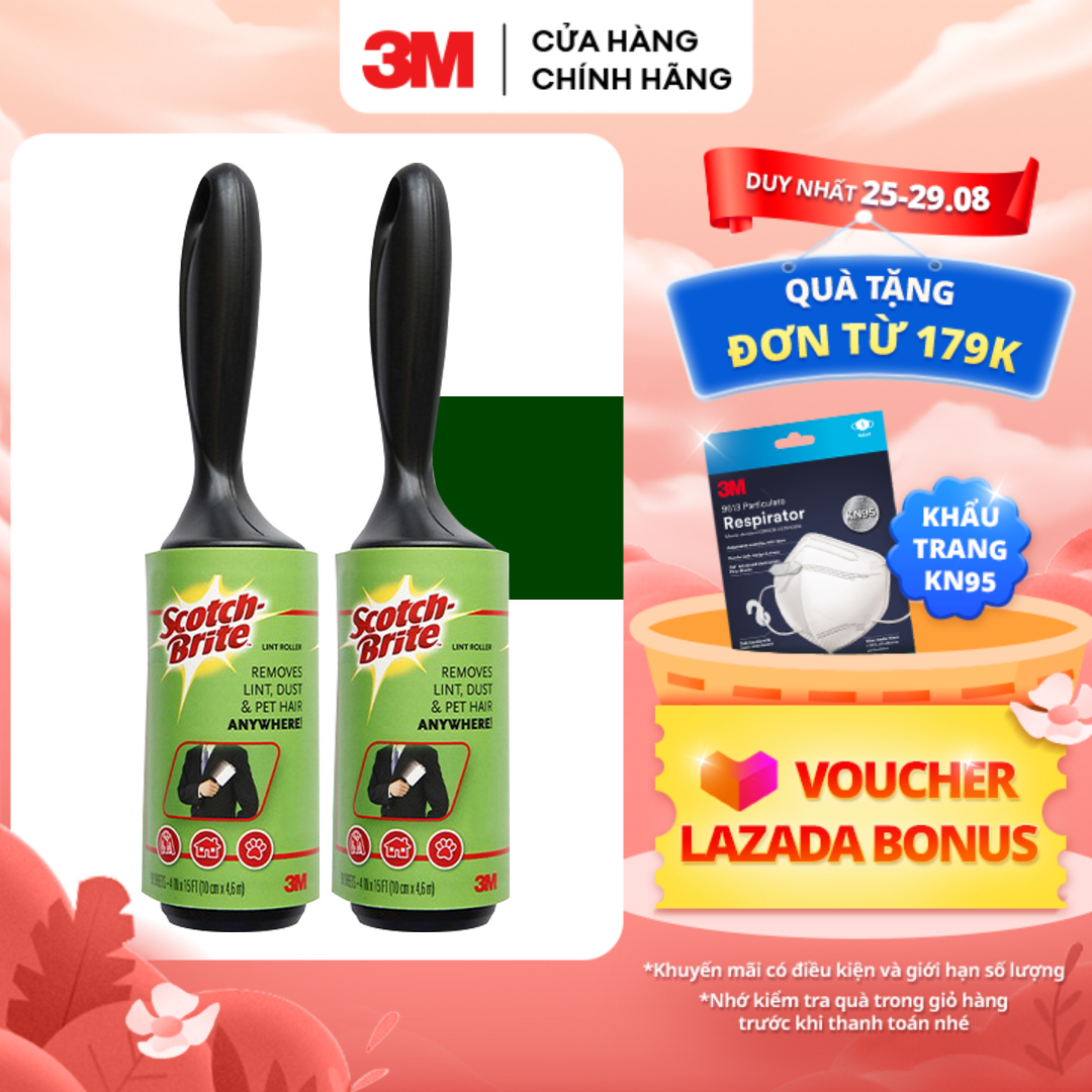 Combo 2 Cây lăn bụi 30 lớp 3M™ Scotch-Brite™, xé dễ dàng, không để lại keo, 10cmx4.6m, Giúp lấy sạch bụi bẩn