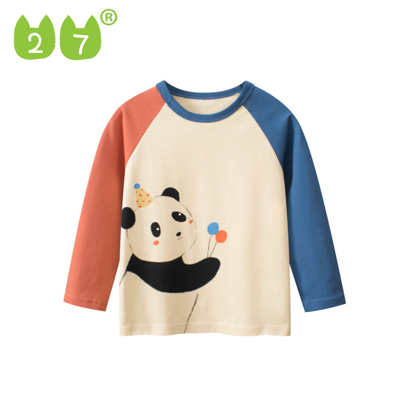 27kids เสื้อผ้าเด็กแบบใหม่ฤดูใบไม้ร่วงเสื้อยืดแขนยาวสำหรับเด็กเสื้อ bottoming สำหรับผู้ชายเสื้อผ้าเด็ก ราคา 157 บาท*ส่งฟรี