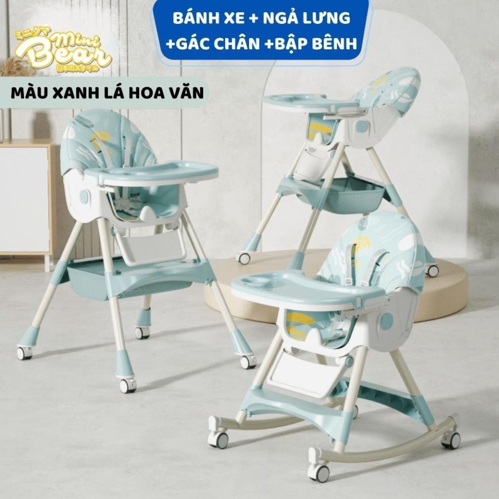 Ghế ăn và ghế bập bênh MiniBear nhập khẩu Nhật Bản Thiết kế 2 trong 1 Gấp gọn tiện lợi, hỗ trợ tập ngồi cho bé