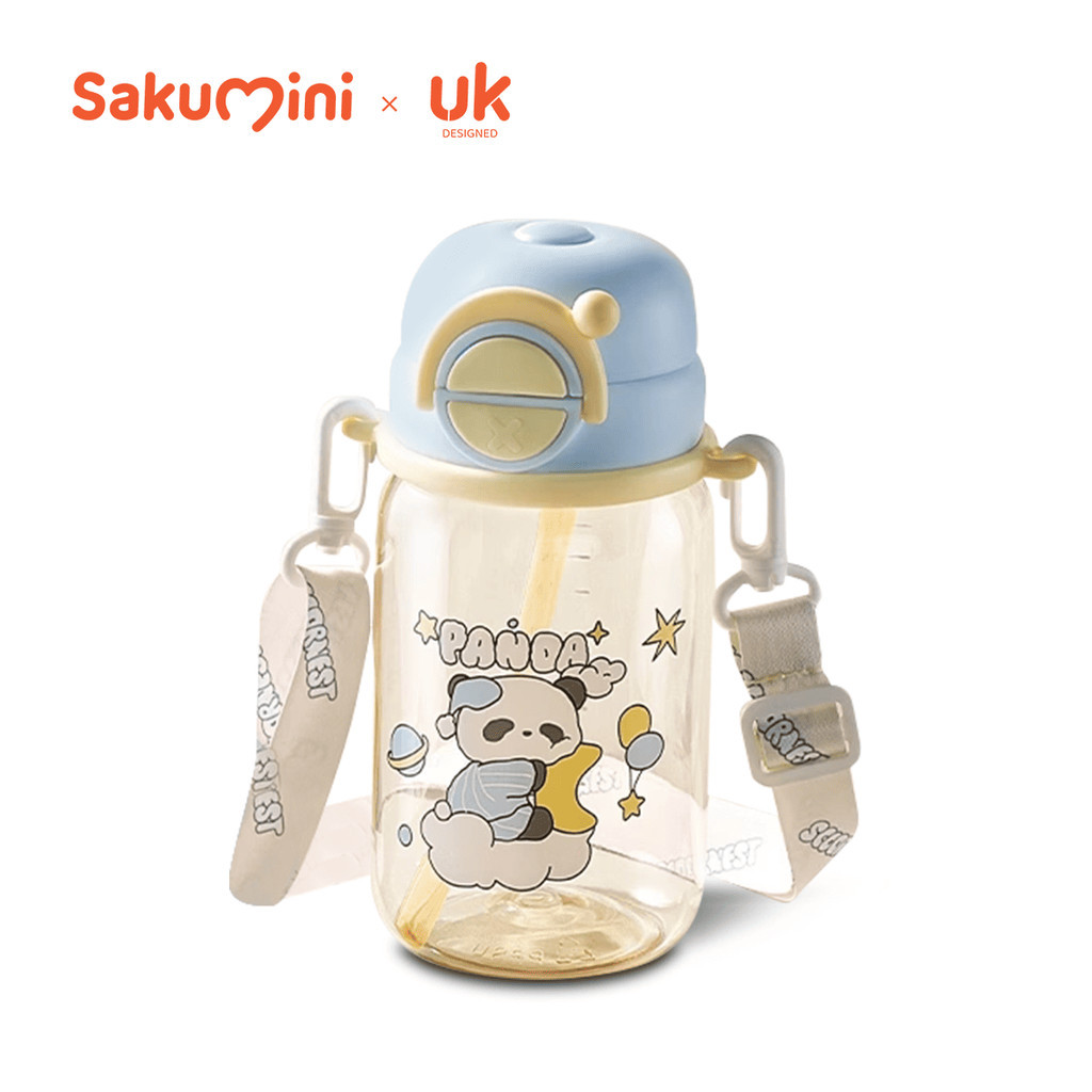 Straw Bottle Tritan SAKUMINI 2in1 Botol Minum Sedotan Tritan Bottle Traning Straw Cup Anti Tumpah BPA Free