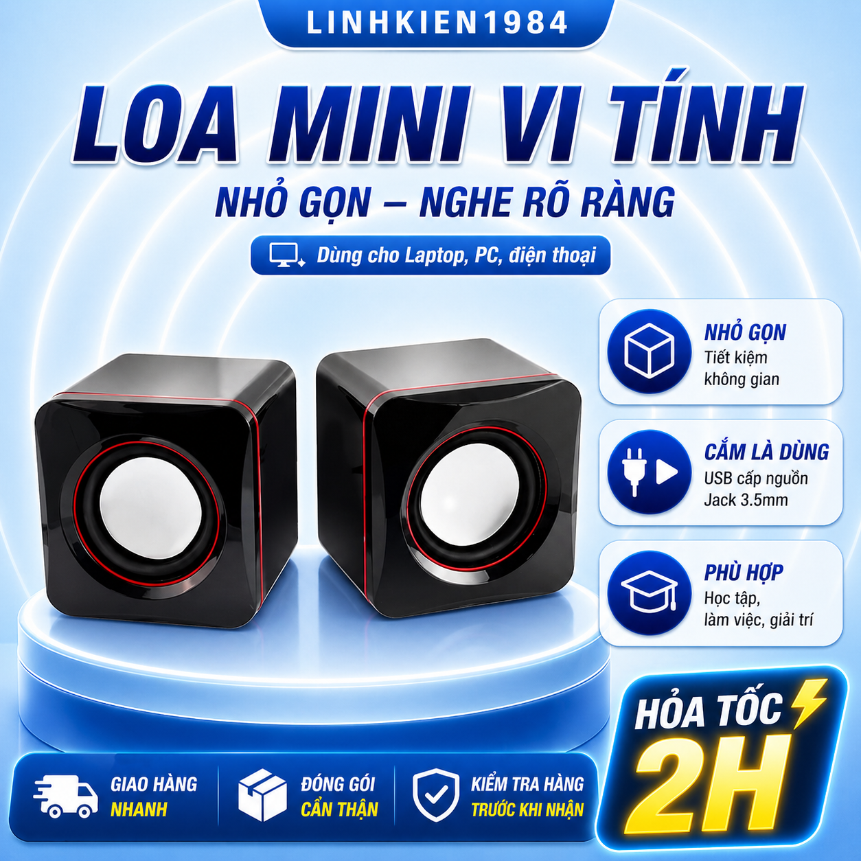 Loa vi tính 2.0 xí ngầu ruizu r-z180/010z mini multimedia speaker 2.0