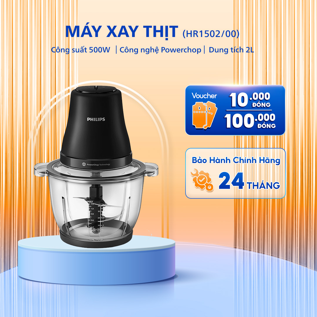 Máy Xay Thịt Philips HR1502/00 - Công suất 500W - Dung tích cối 2 lít - Bảo hành 24 tháng