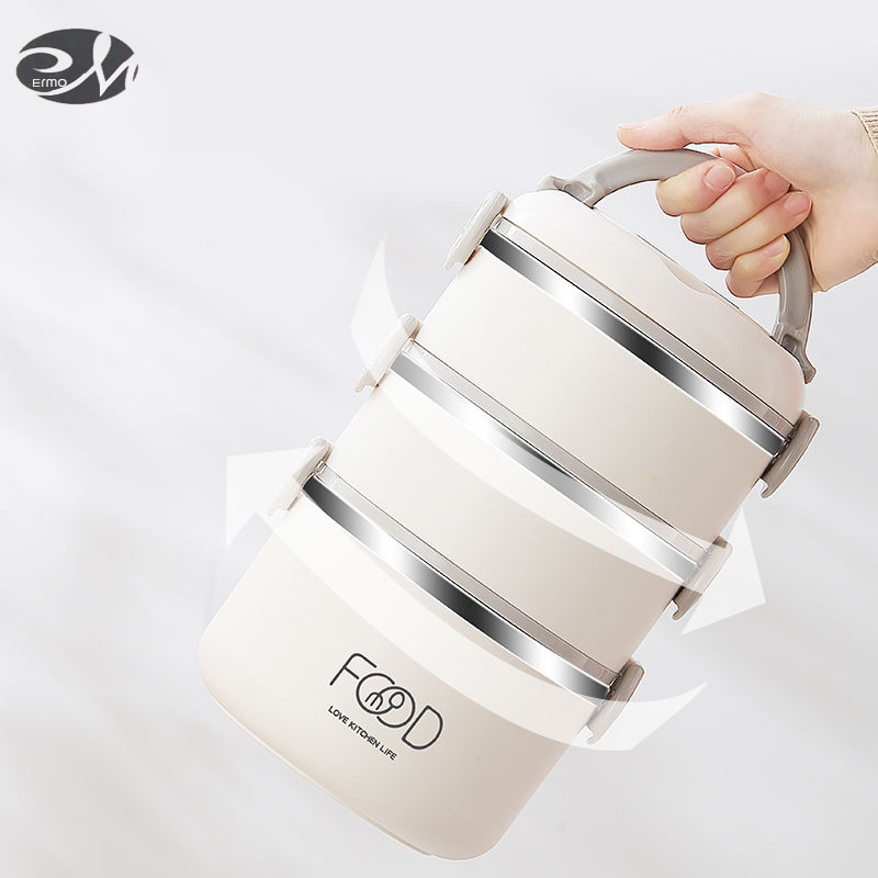 Japanese-style multi-layer insulated lunch box for office workers with rice, portable rice bucket, long insulated bucket, winter lunch box, large lunch box ราคา 468 บาท*ส่งฟรี