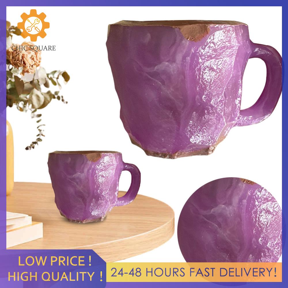 【New Arrival】 Imitation Mineral Crystal Coffee Mugs Colorful Fake Crystal Mug Multi-use Water Cup with Handle for Milk Coffee Tea