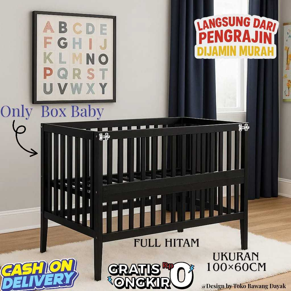 LC - Tempat Tidur Bayi Kayu Kasur Baby Bayi Box 0-10 Tahun Ranjang bayi kasur