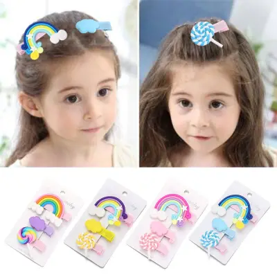 NHUWBM SHOP Sweet Candy Colors Hair Accessories Kids Clip Hair Clips Set Hairpin Rainbow Girls