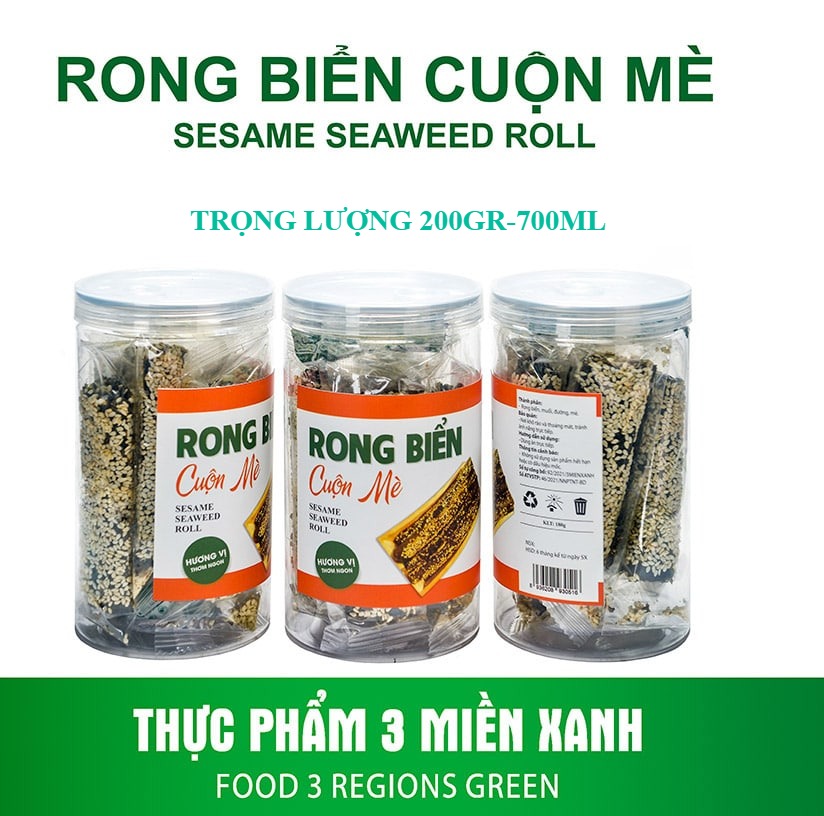 Rong biển trộn mè ăn liền chính hãng 3 Miền xanh 200gr (date mới nhất)