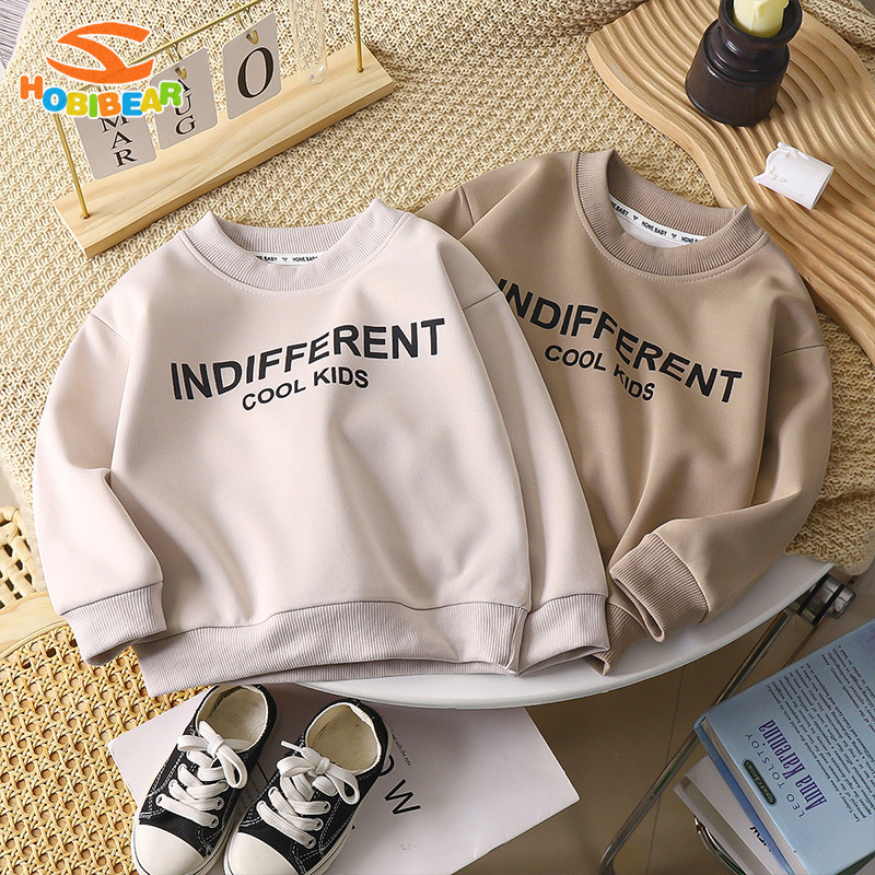 HOBIBEAR Children's pullover sweatshirt, long-sleeved letter printed casual loose tops for boys and girls, baby tops ราคา 134 บาท*ส่งฟรี
